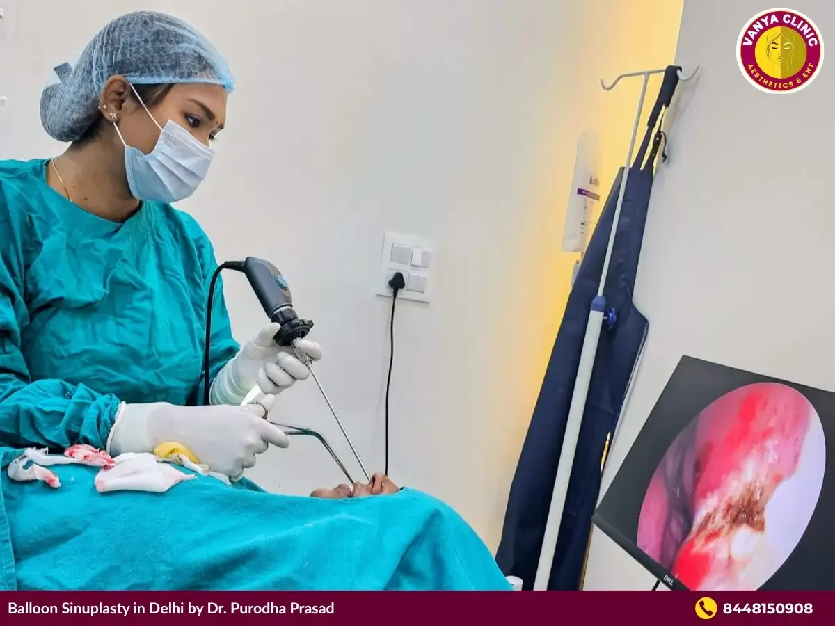 Dr. Purodha Prasad doing balloon sinuplasty operation.