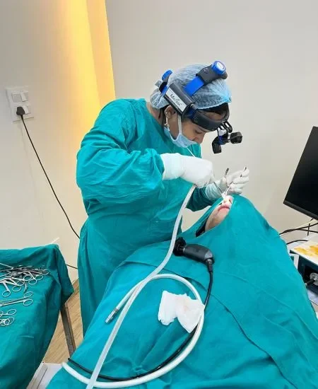 Dr. Purodha while doing Nasal Polyps Surgery in Delhi