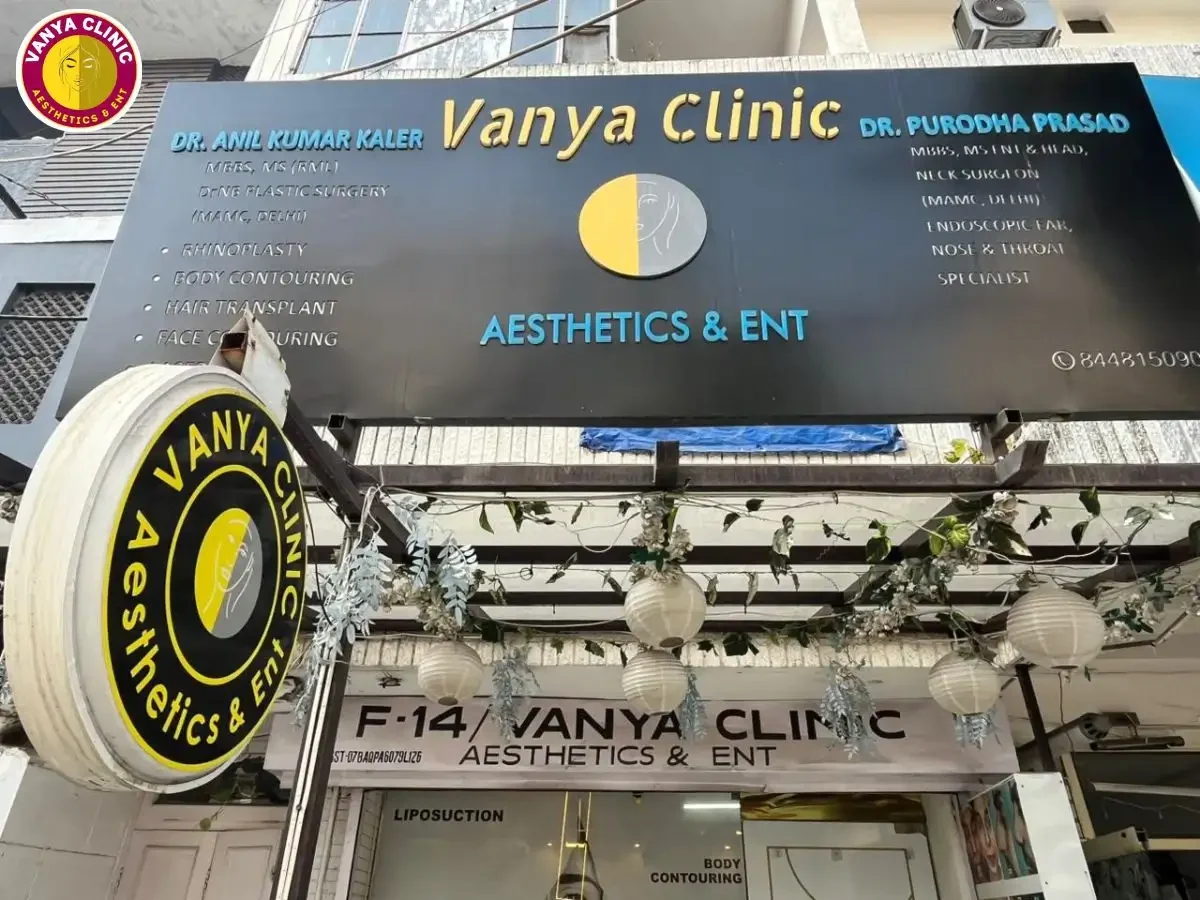 External Signage of Vanya Clinic, Aesthetics & ENT in South Delhi.