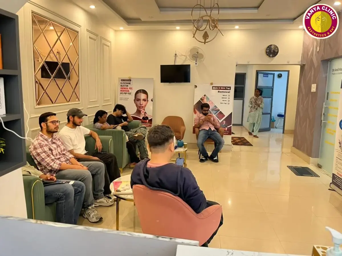 Patients waiting at Vanya Clinic, Aesthetics & ENT for consulting Dr. Purodha Prasad.